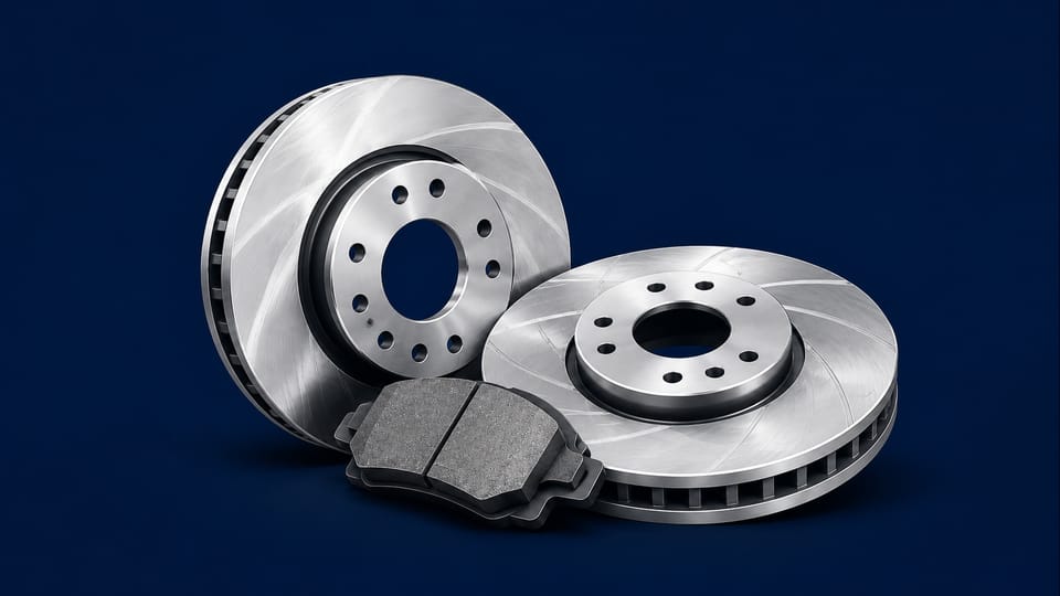 Brake rotors and brake pads representing brake repair service.